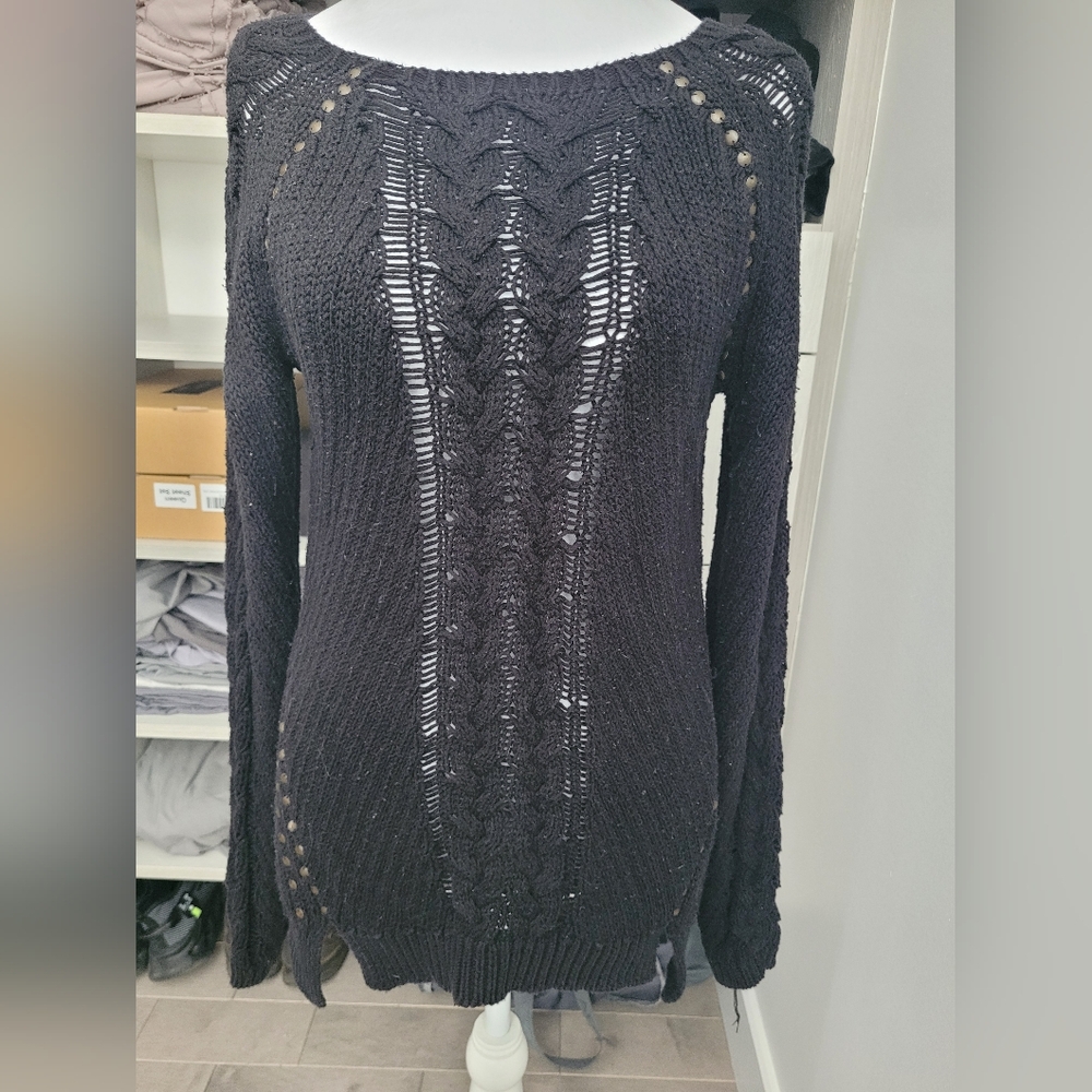 Retrod Black Cable Knit Sweater